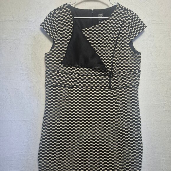 JAX Women’s Dress 16W Black White Houndstooth Sheath Preppy Career Office - Picture 1 of 13